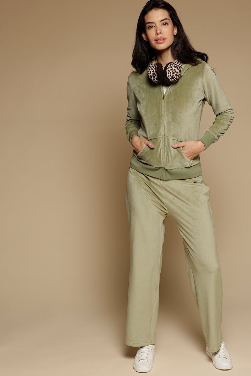 Mint Green Solid Polyester Mid Rise Pant