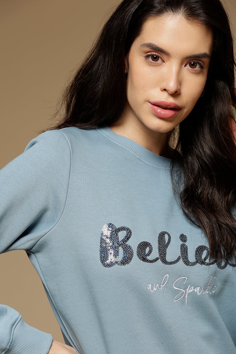 Blue Flog Regular Length Long Sleeves Round Neck PolyCotton SweatShirt