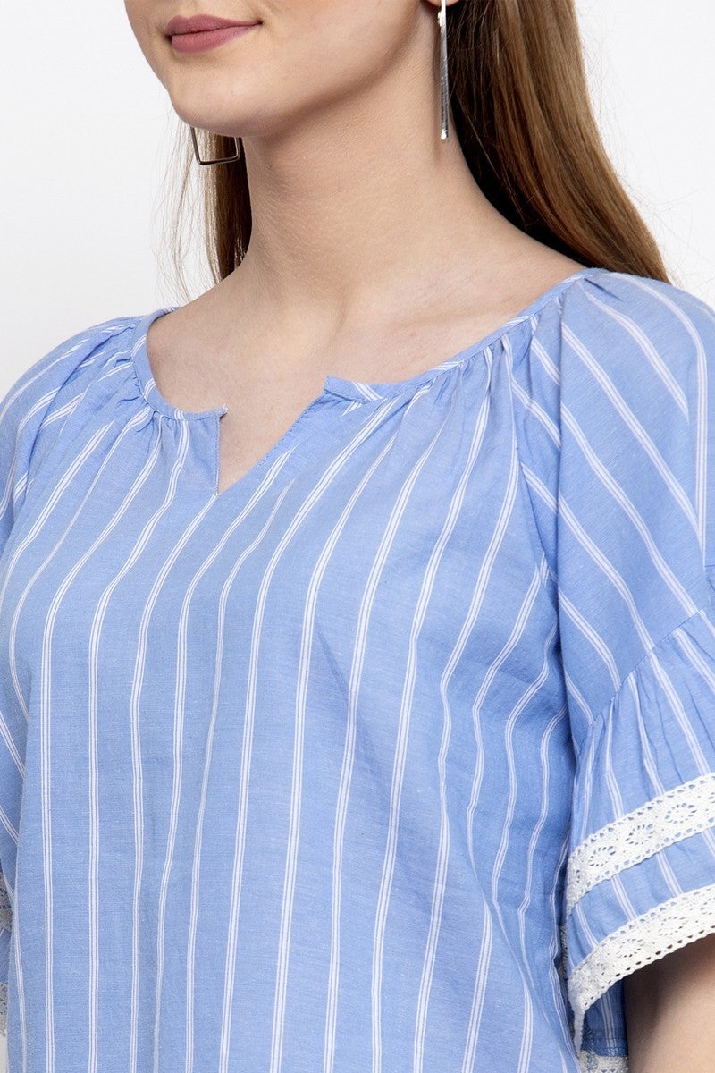 Gipsy Women Casual Half Sleeves Blue Blouse