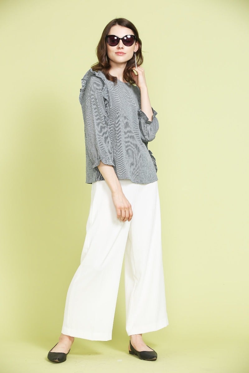 Ruffle Grey Top