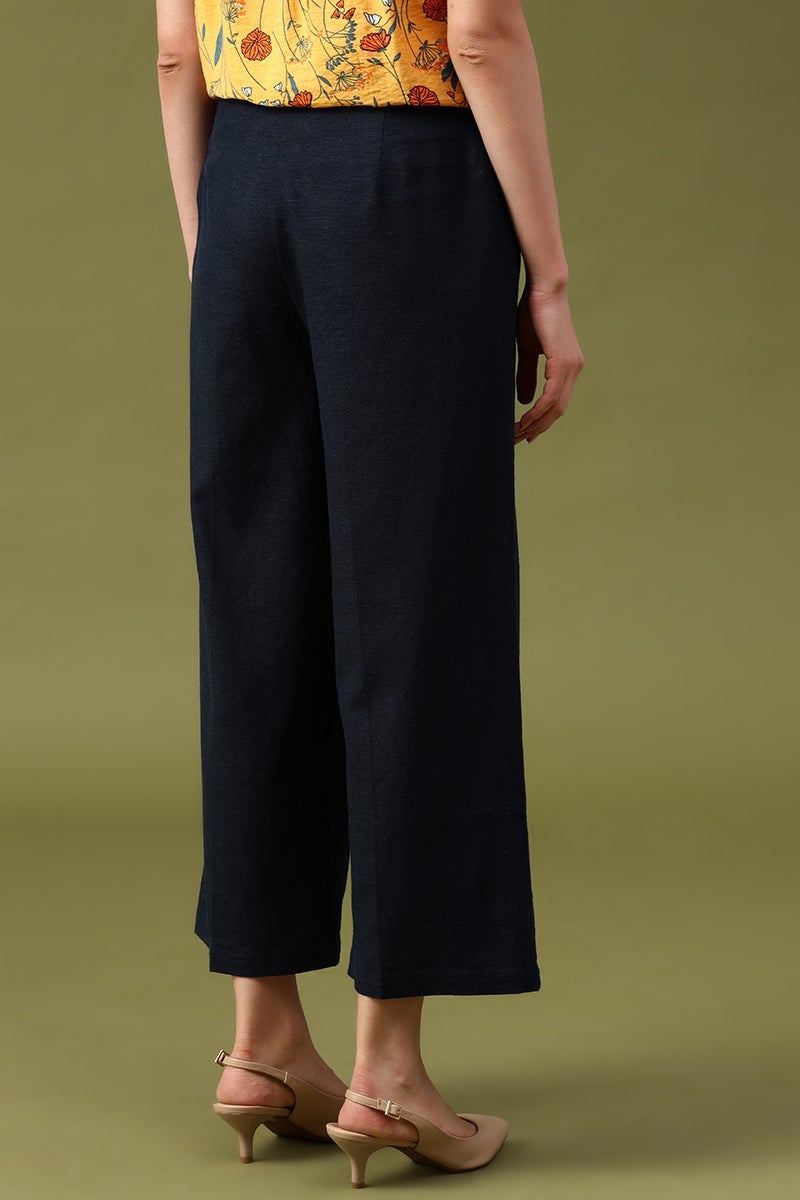 Gipsy Black Solid Linen Pant/Trousers