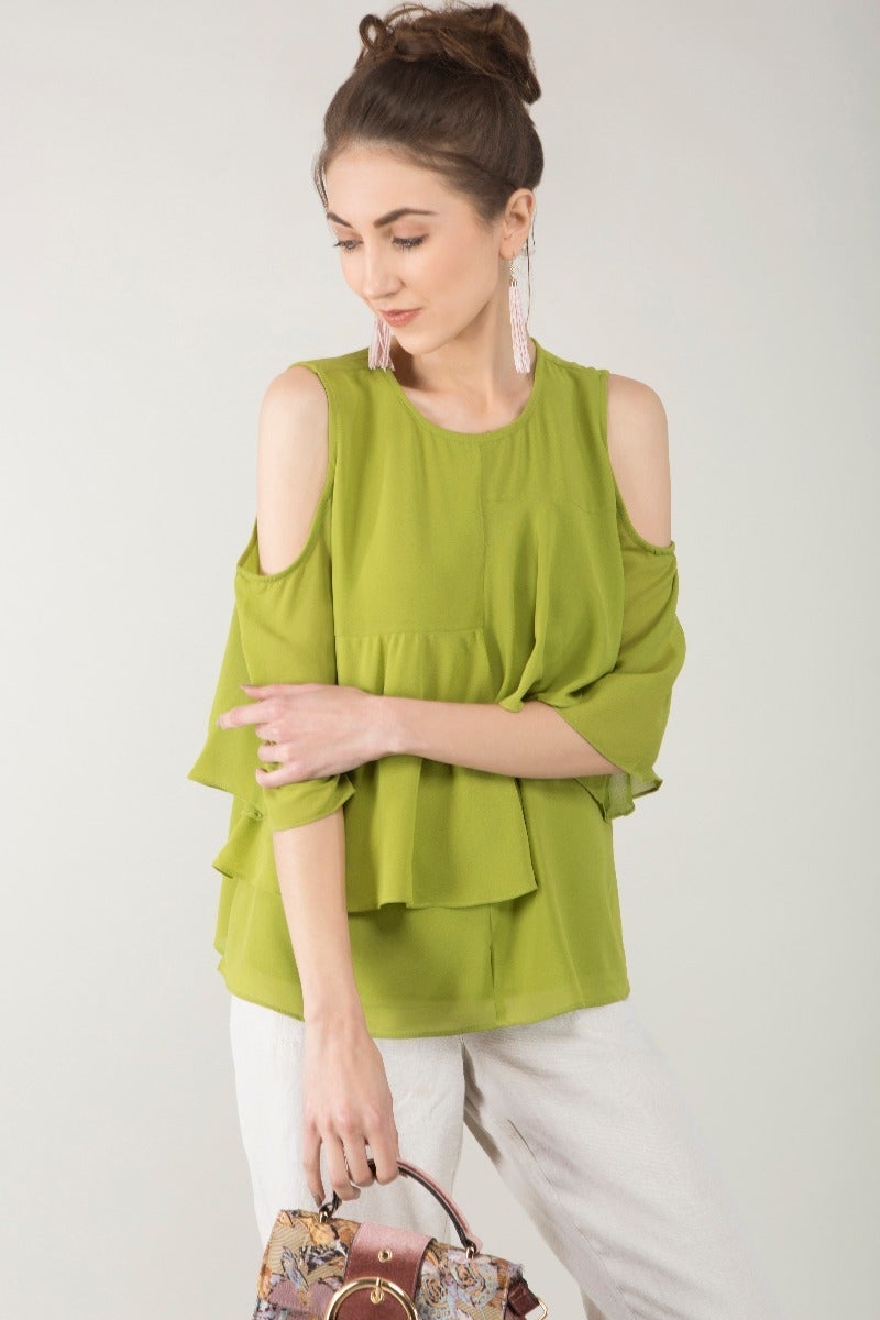 Cold Shoulder Flowy Layered Top