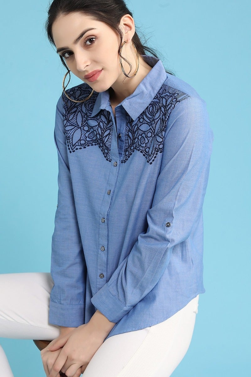 Embroidered Blue Shirt