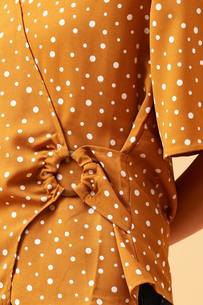 Gipsy Mustard Polka Dots Crepe Top