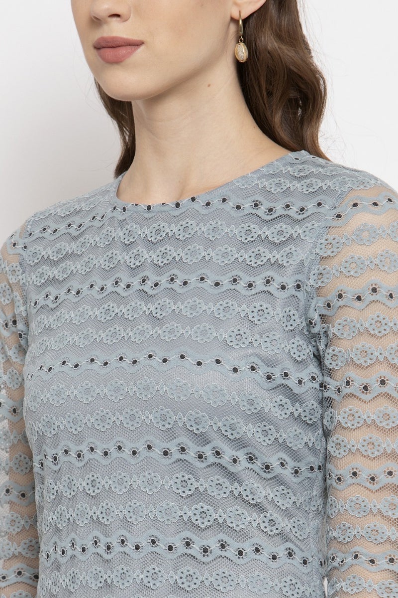 Gipsy Sage Blue Floral Net Dress