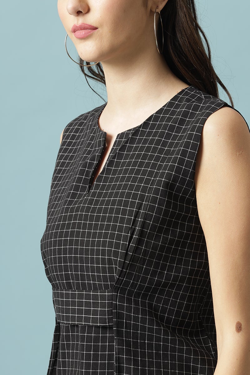 Gipsy Black Medium Length V-Neck Cotton Blouse
