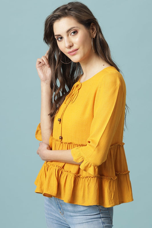 Gipsy Mango Medium Length Round Neck Viscose Rayon Blouse