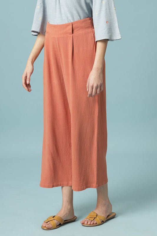 Gipsy Rust Ankle Length Solid Cotton Pant
