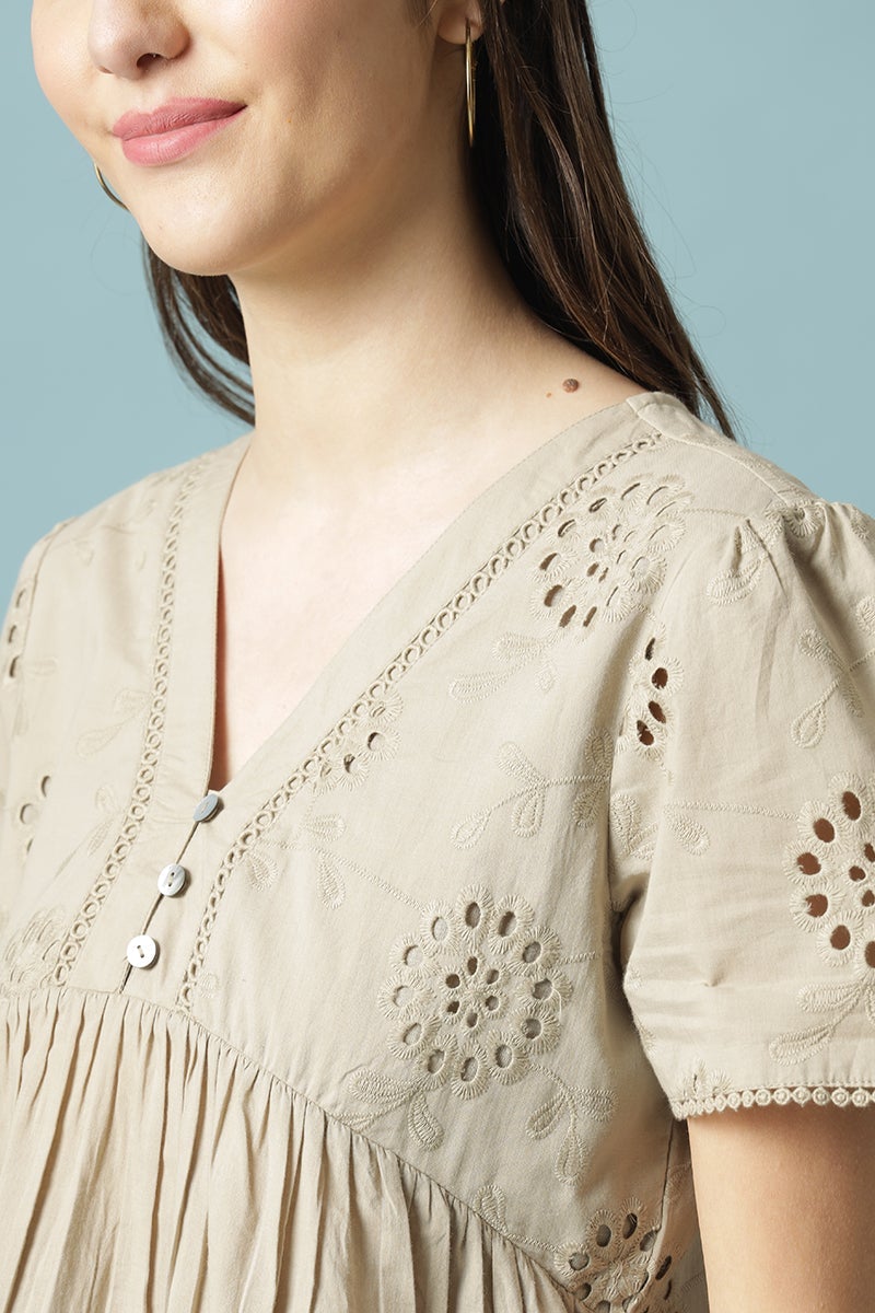 Gipsy Pista Medium Length V- Neck Cotton Tunic