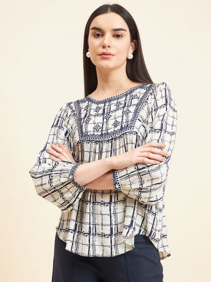 Gipsy Women Print Embroidery Cotton Indigo Tunic