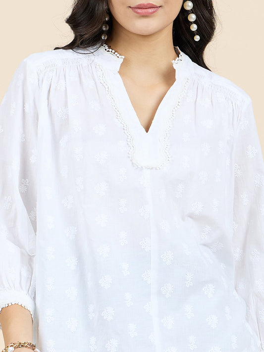 Gipsy White Embroidery Cotton Tunic