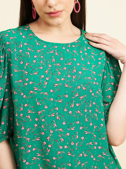 Gipsy Women Printed Printed Rayon Green Top