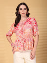Gipsy Pink Boho Print Rayon Peplum Blouse