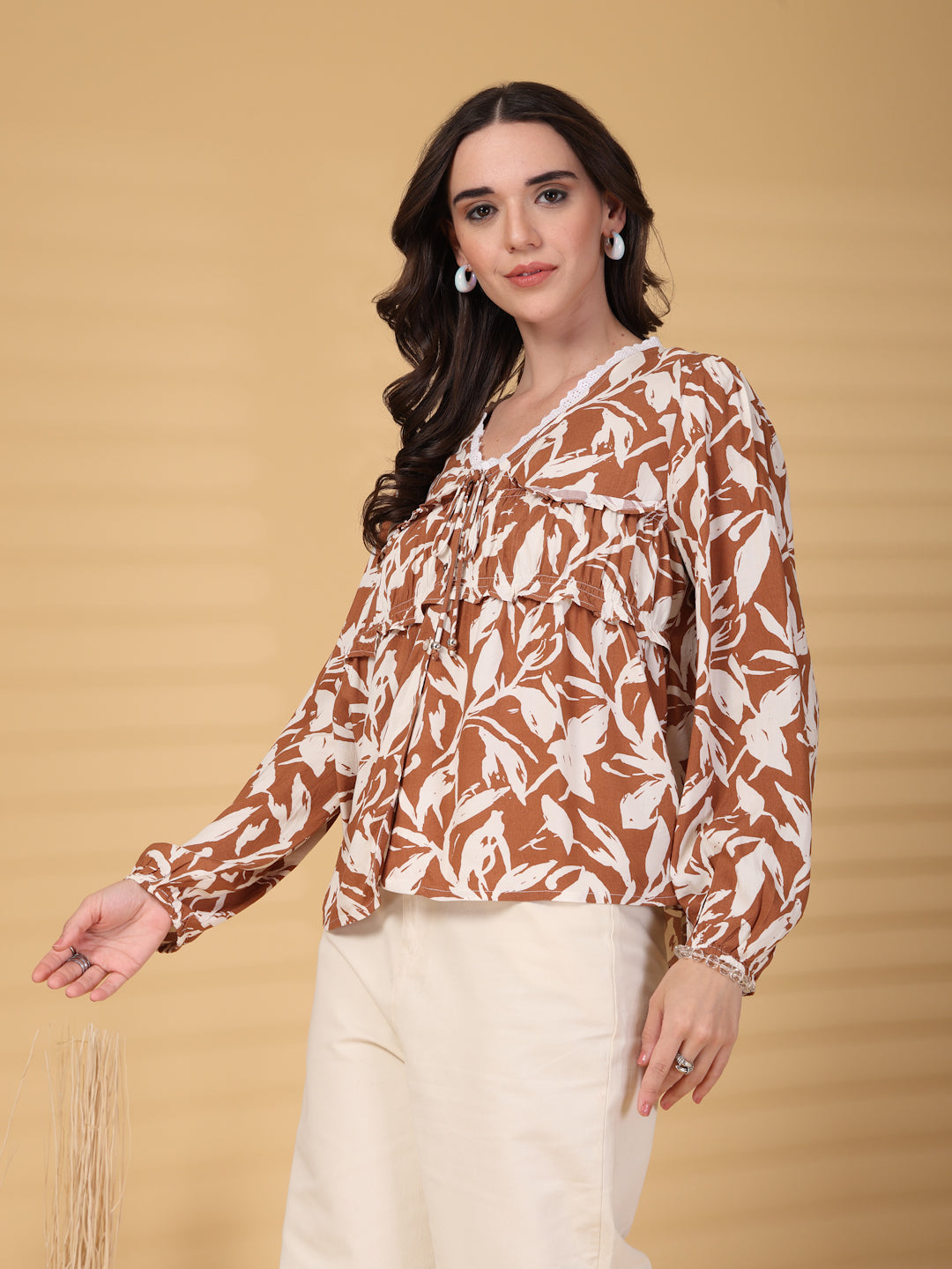 Gipsy Brown Printed Rayon Blouse