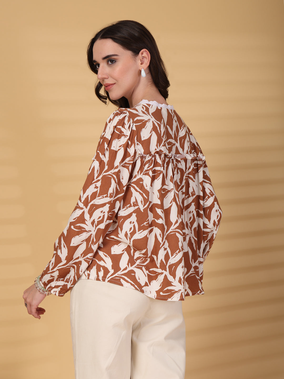 Gipsy Brown Printed Rayon Blouse