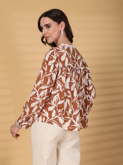 Gipsy Brown Printed Rayon Blouse