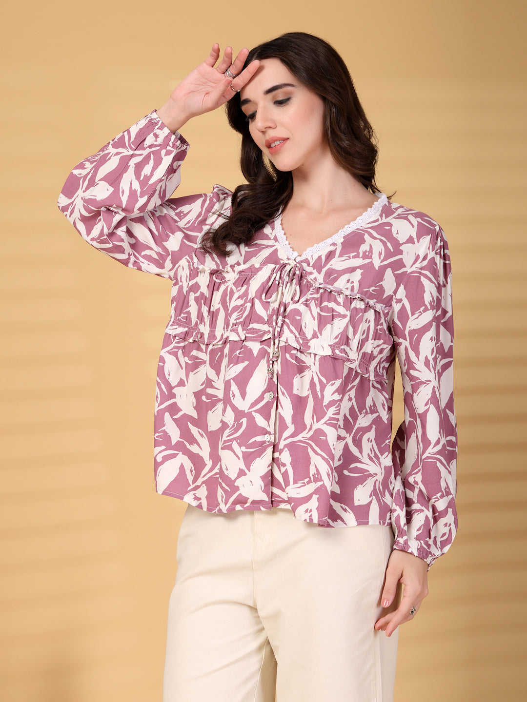 Gipsy Purple Printed Rayon Blouse