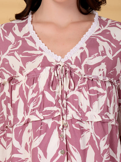 Gipsy Purple Printed Rayon Blouse