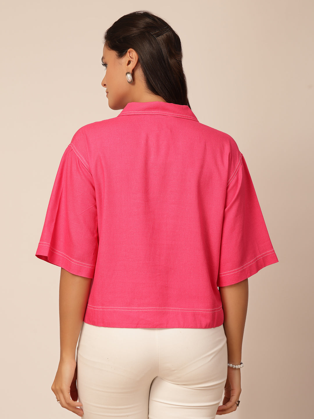 Gipsy Fuchsia Linen A-Line Blouse