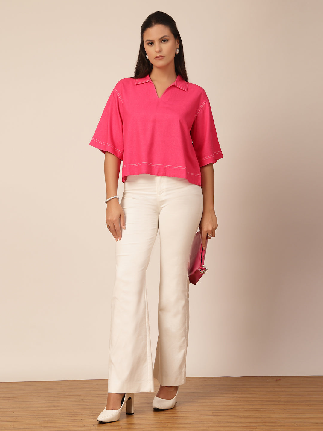 Gipsy Fuchsia Linen A-Line Blouse