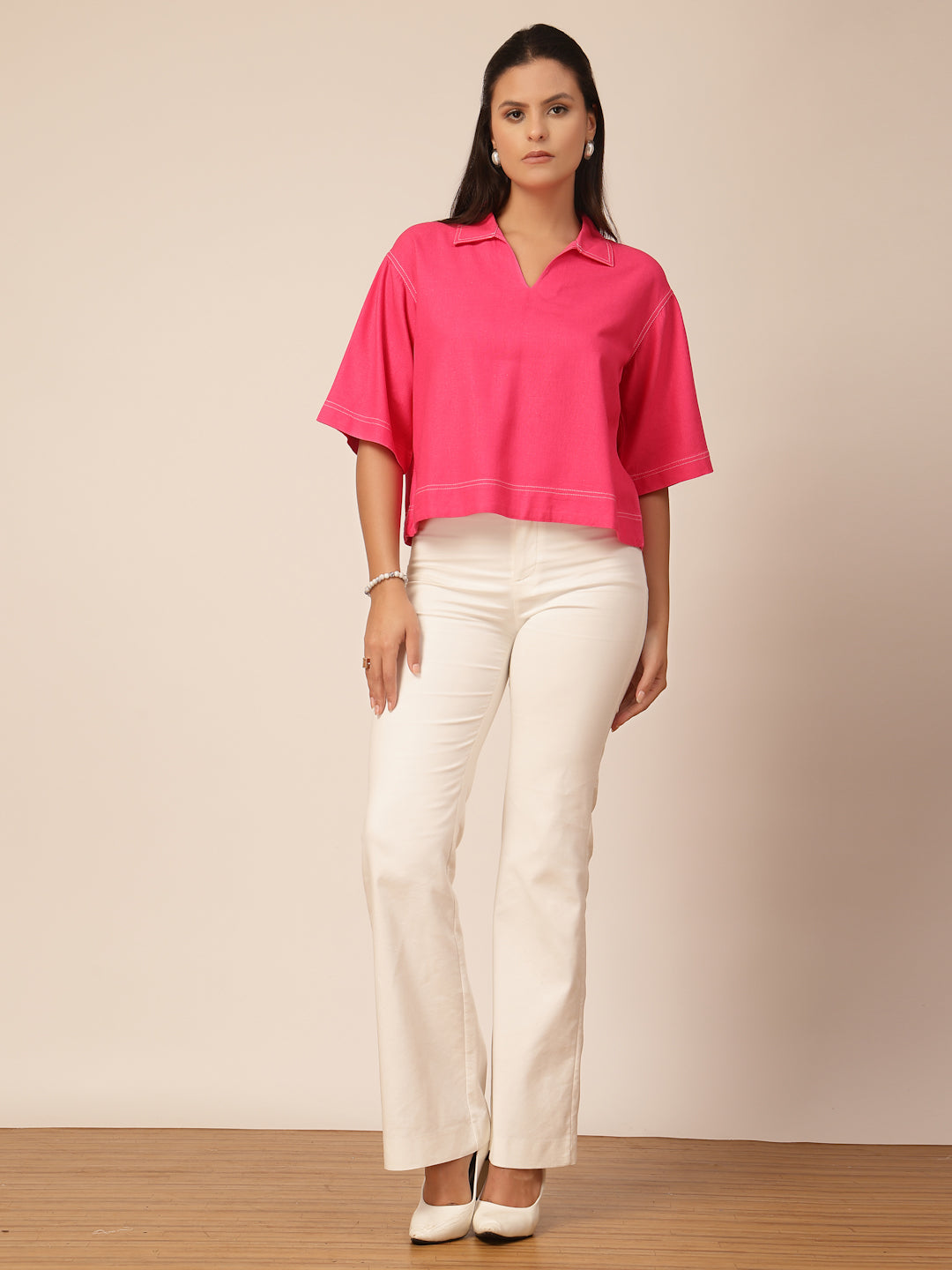 Gipsy Fuchsia Linen A-Line Blouse