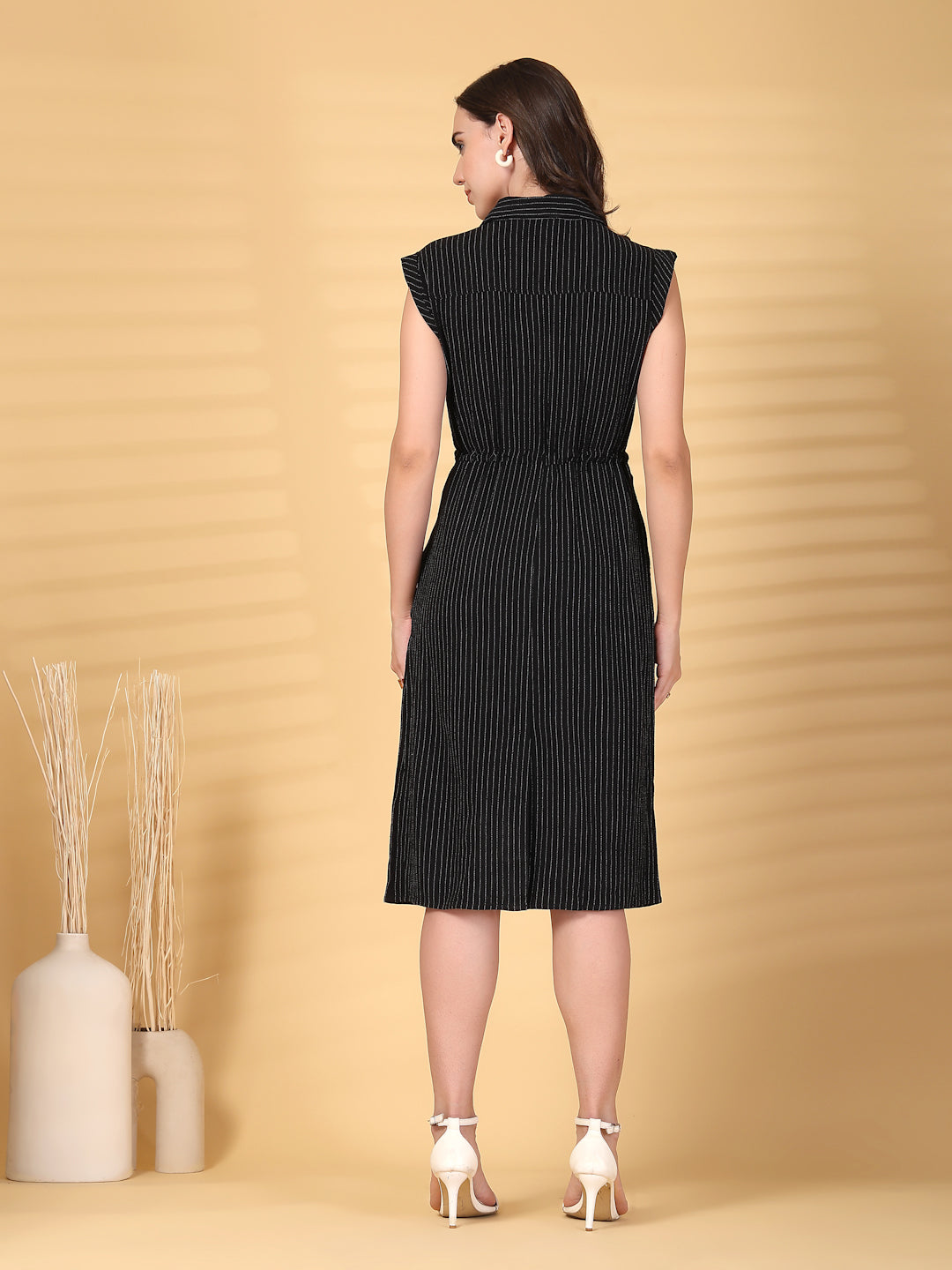Gipsy Black Striped Cotton Dress