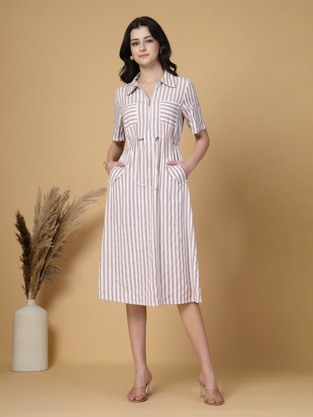 Gipsy Mocca Striped Cotton Dress