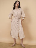 Gipsy Beige Stripe Poly Viscose Dress