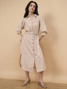 Beige Stripe Poly Viscose Dress
