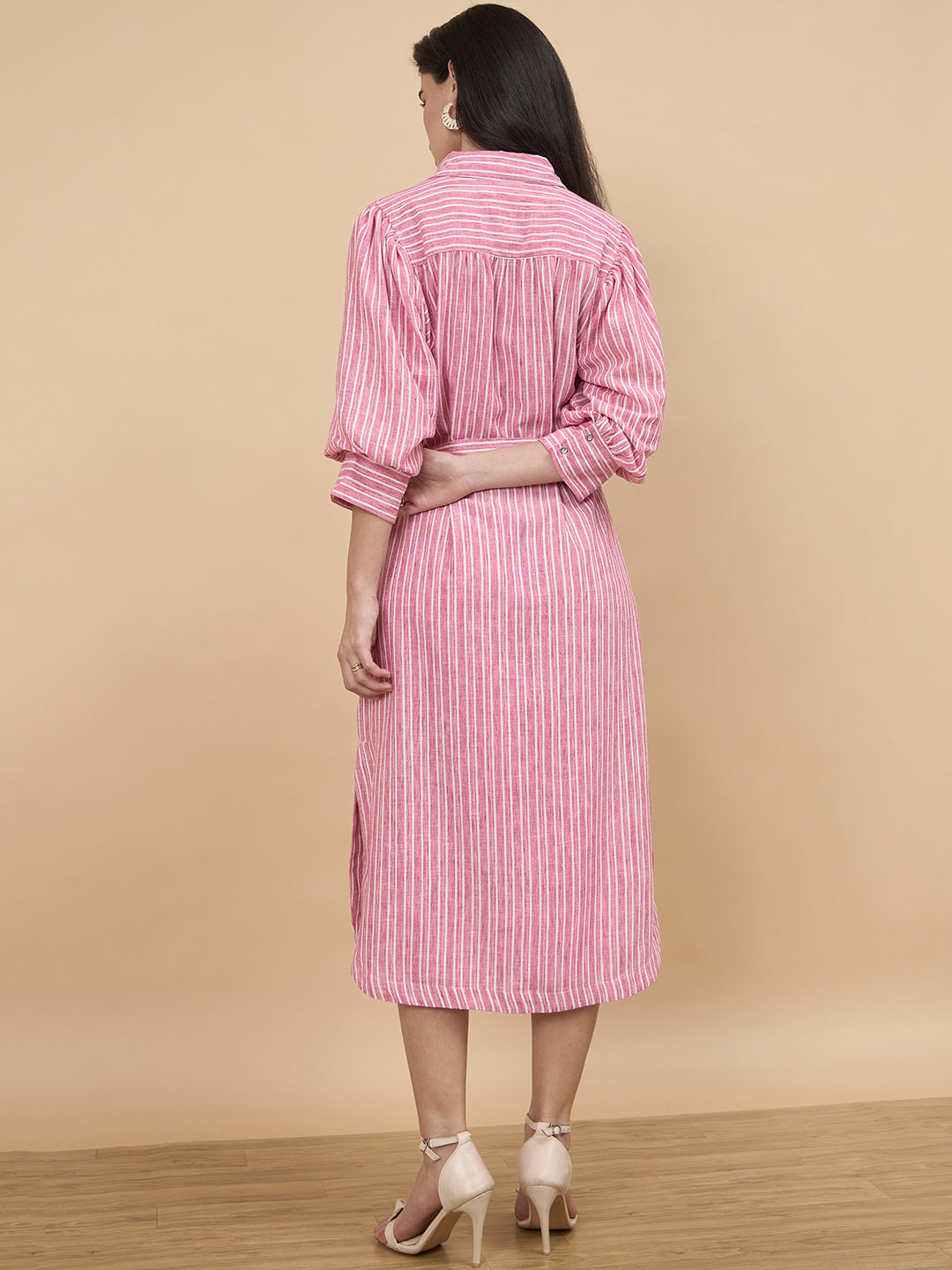 Pink Stripe Poly Viscose Dress
