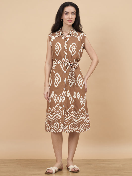 Gipsy Tan Printed Rayon Dress
