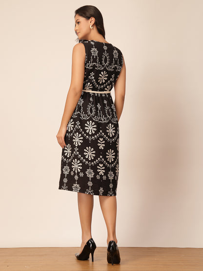Gipsy Black Floral Viscose Midi Dress