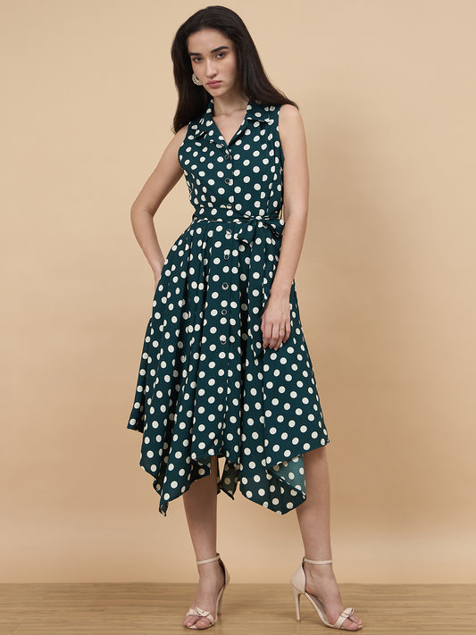 Gipsy Bottle Green Printed Dress