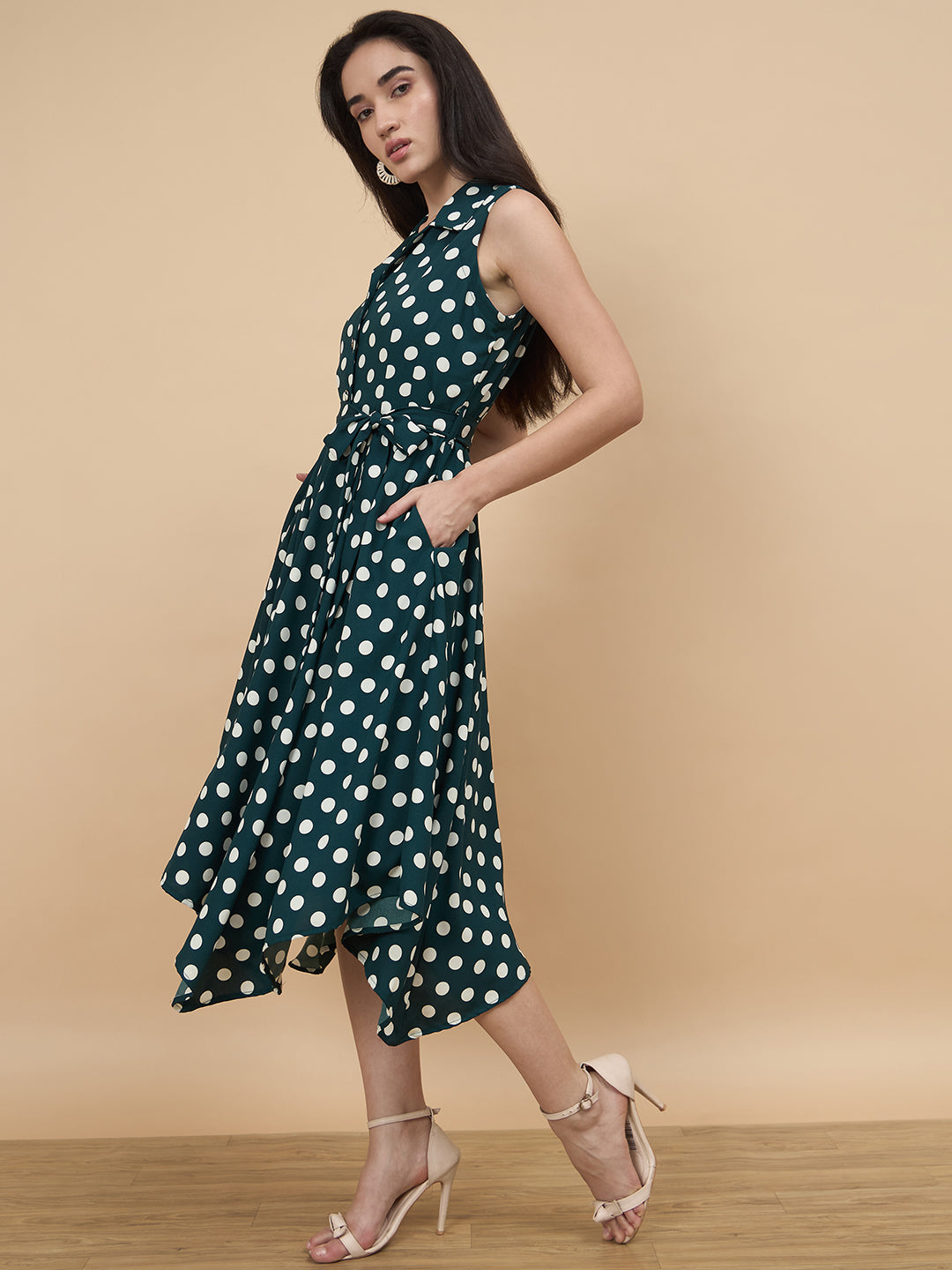 Bottle Green Printed Dress