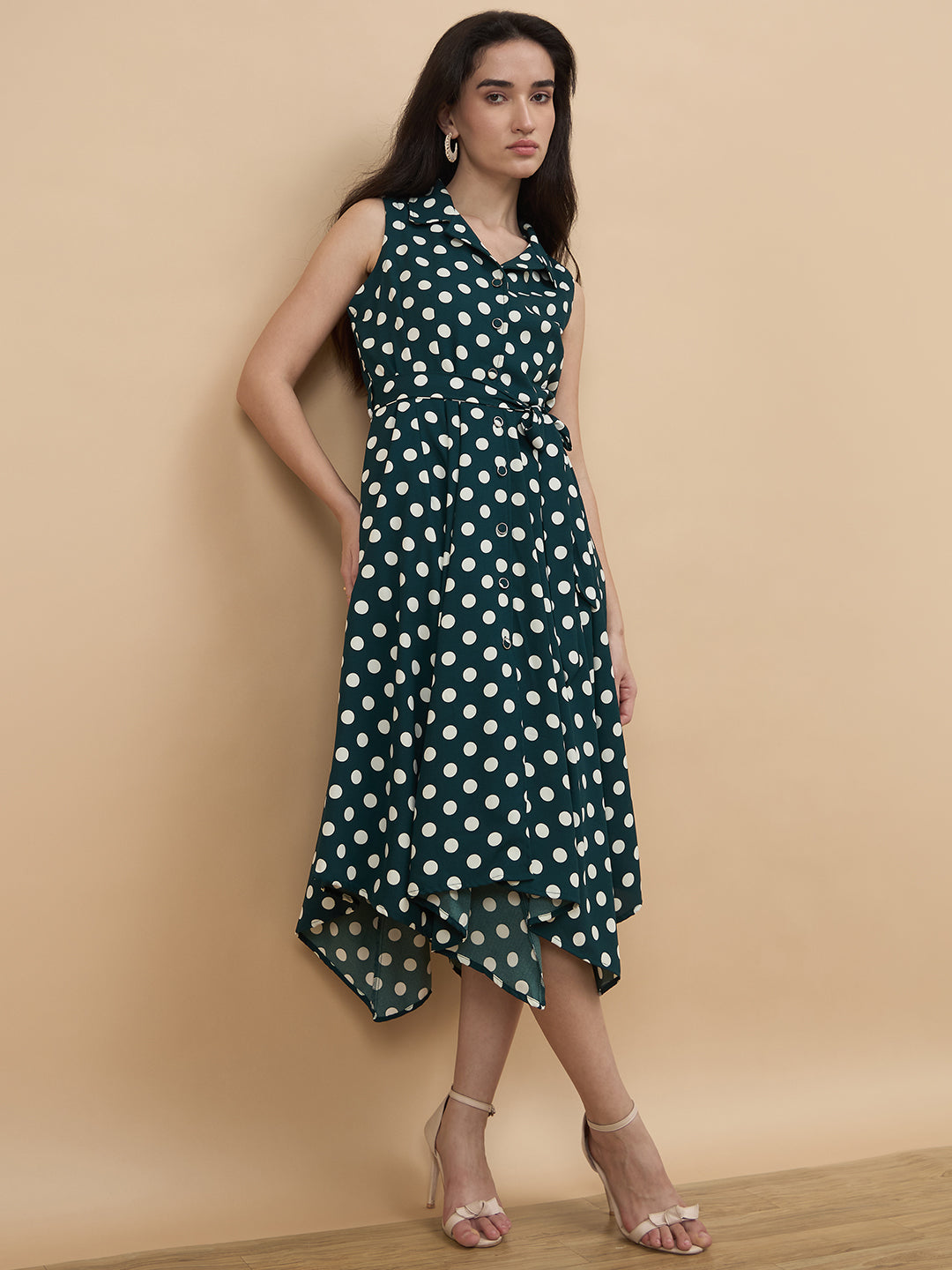 Bottle Green Printed Dress