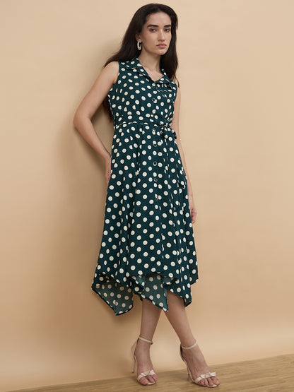 Bottle Green Printed Dress