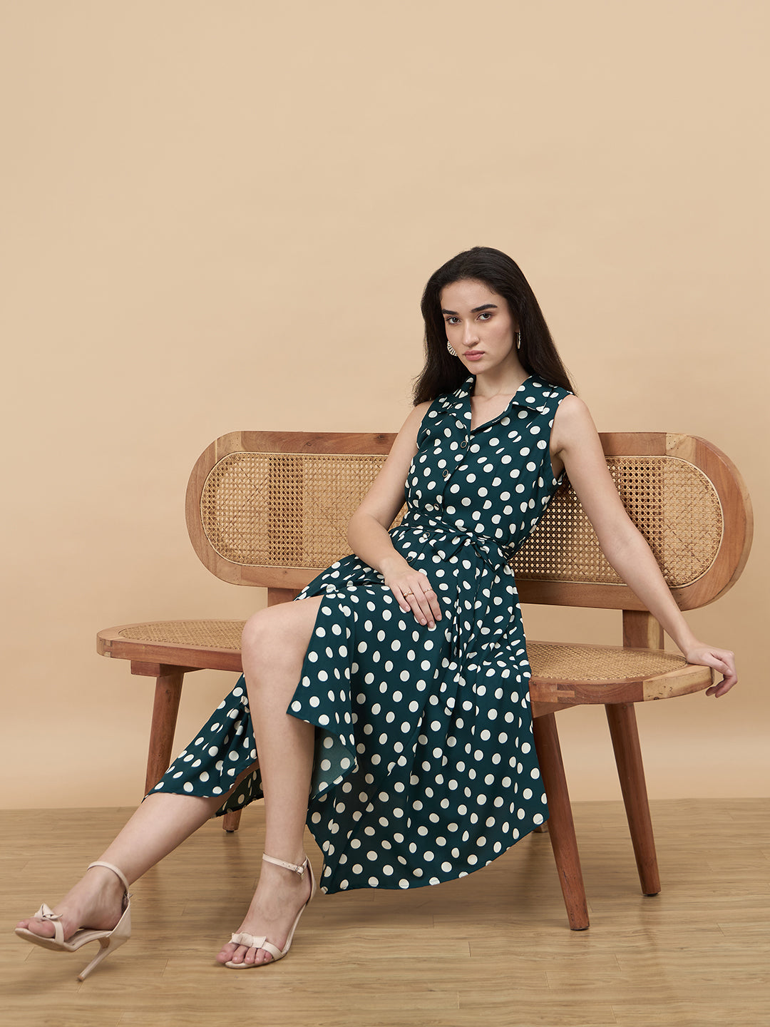 Bottle Green Printed Dress