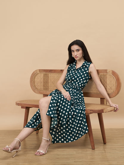 Bottle Green Printed Dress