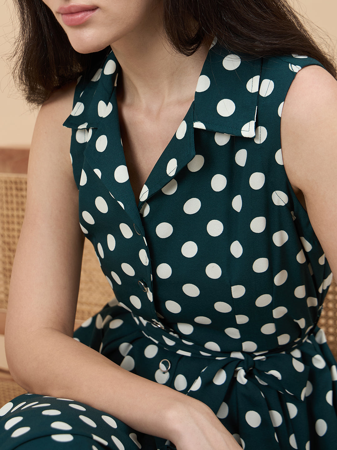 Bottle Green Printed Dress