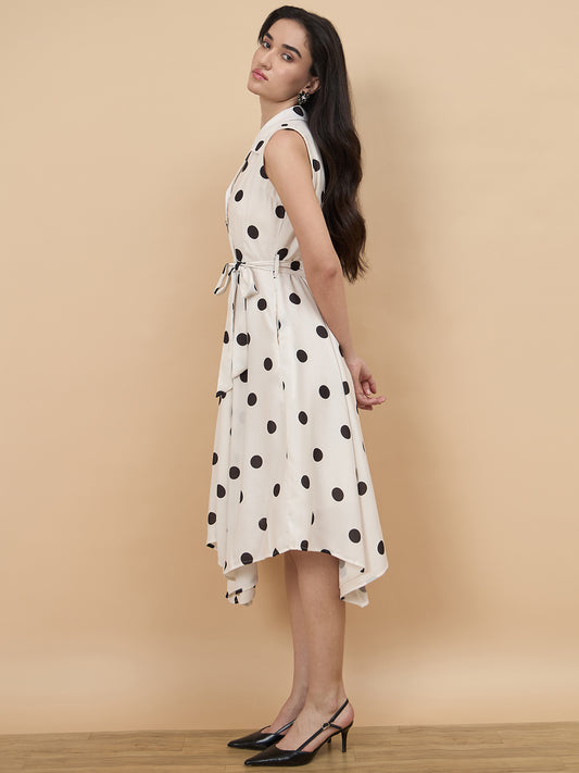 White & Black Printed Dress