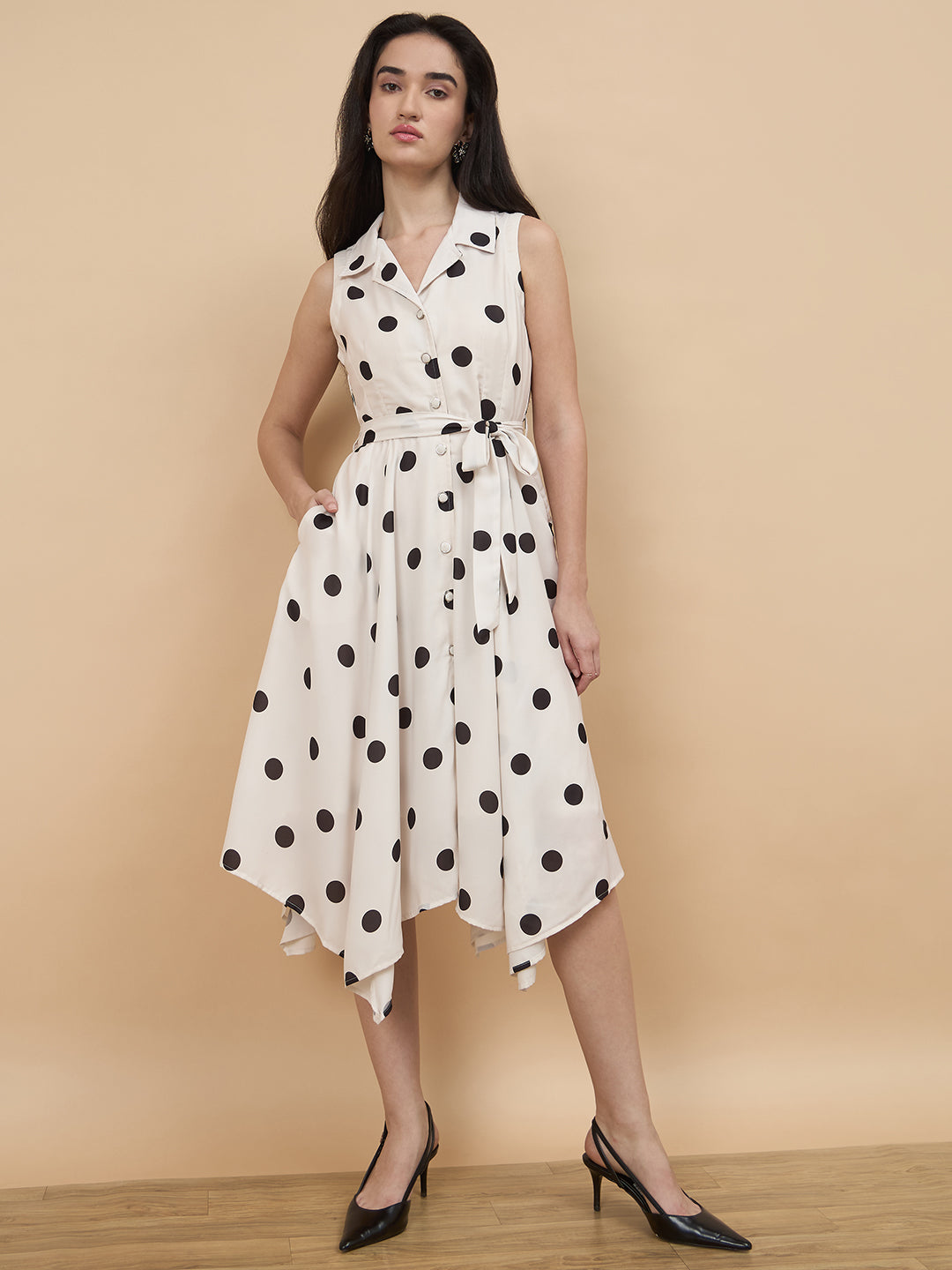 White & Black Printed Dress