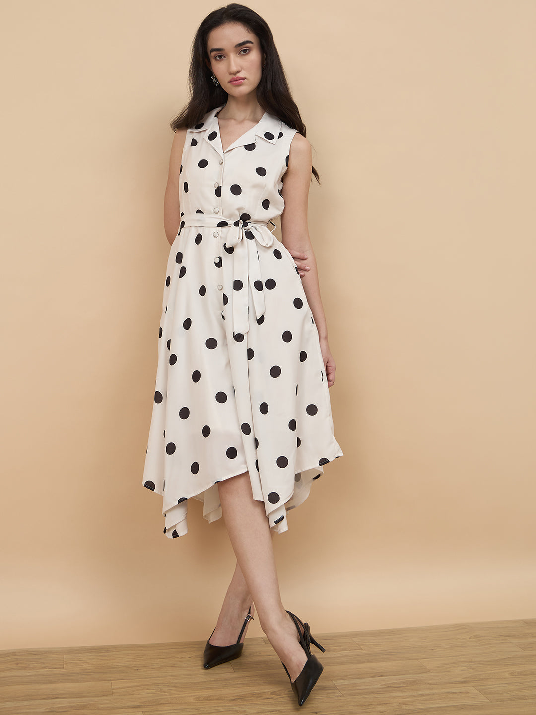 White & Black Printed Dress