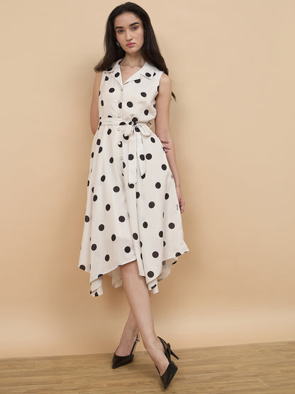 White & Black Printed Dress