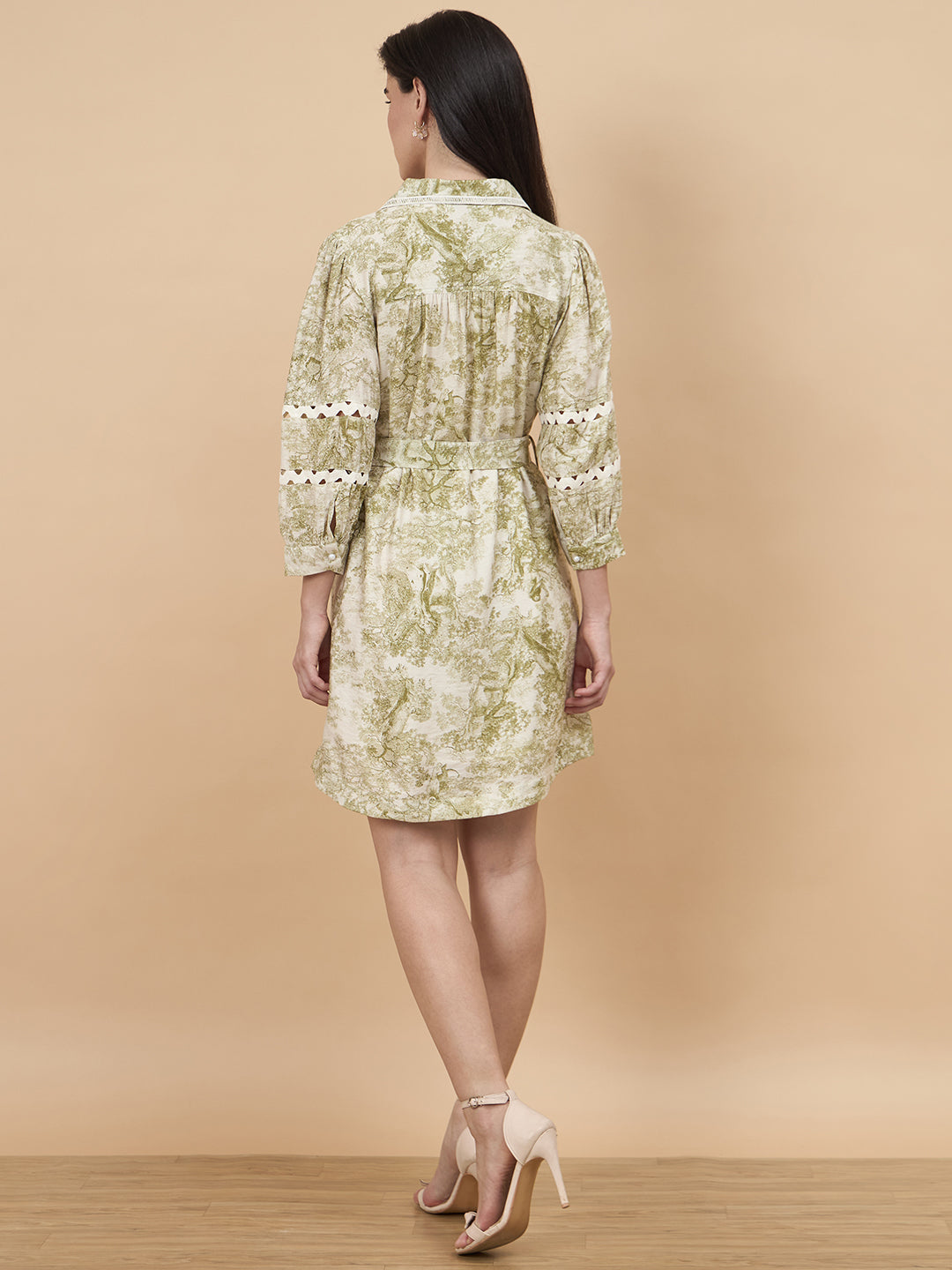 Lime Green Printed Rayon Dress