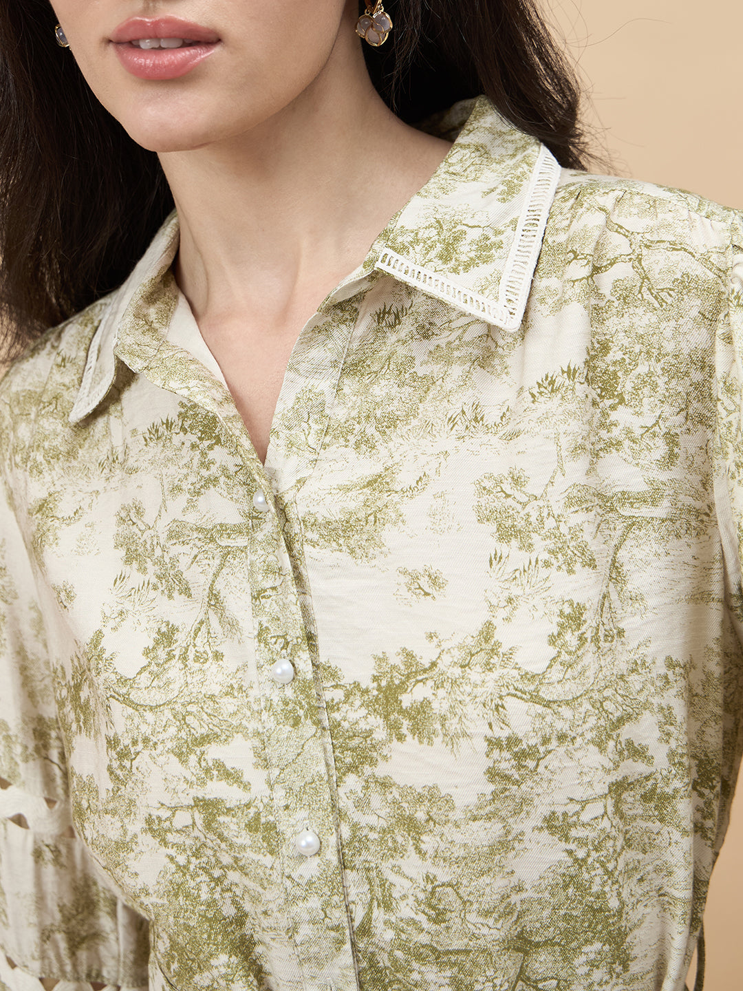 Lime Green Printed Rayon Dress