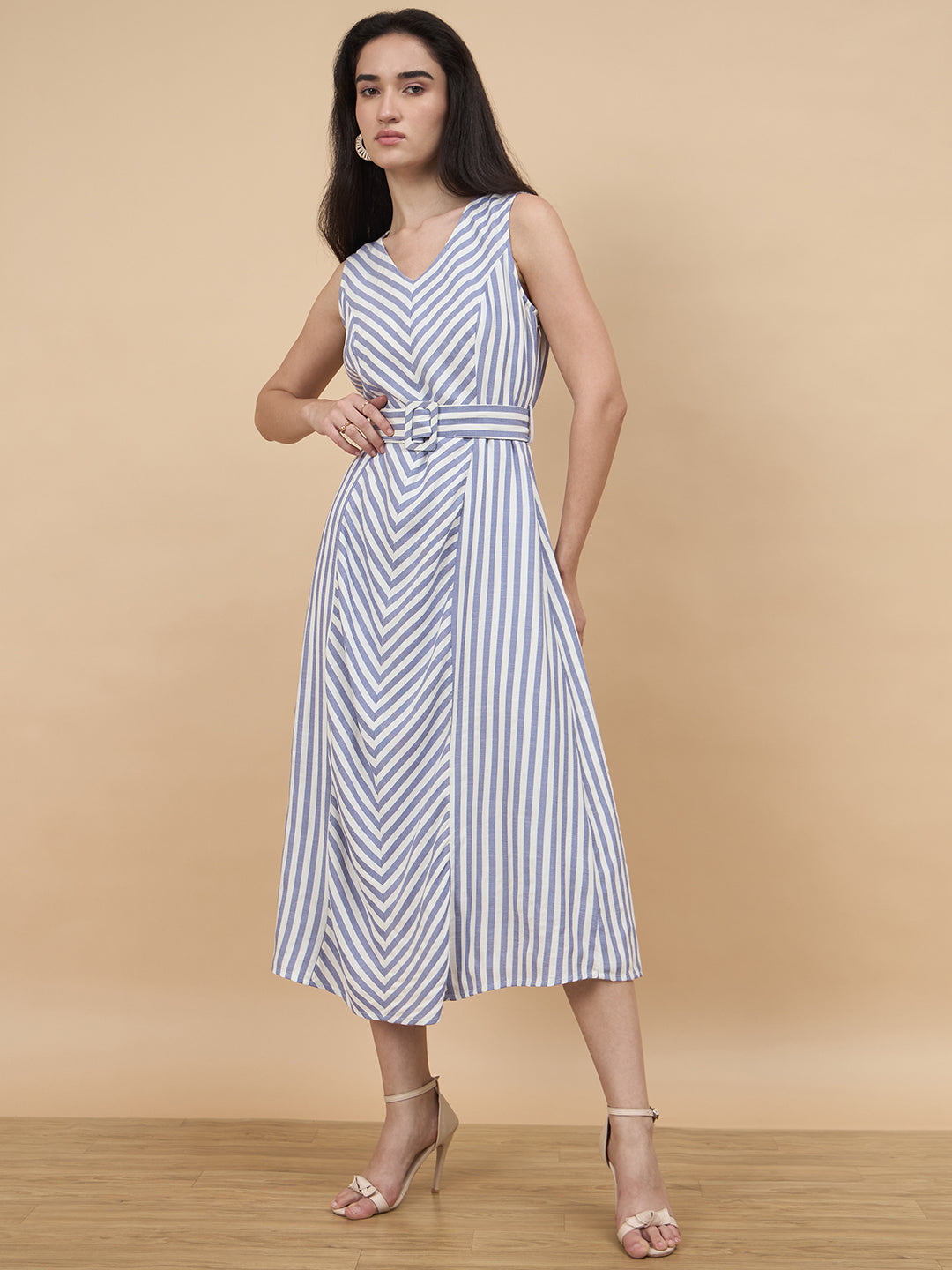 Blue Stripe Rayon Dress