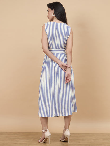 Blue Stripe Rayon Dress