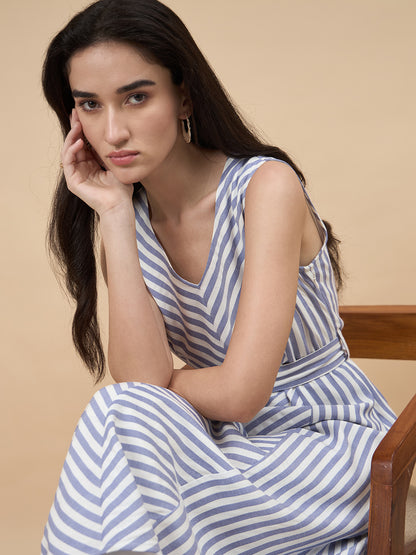 Blue Stripe Rayon Dress