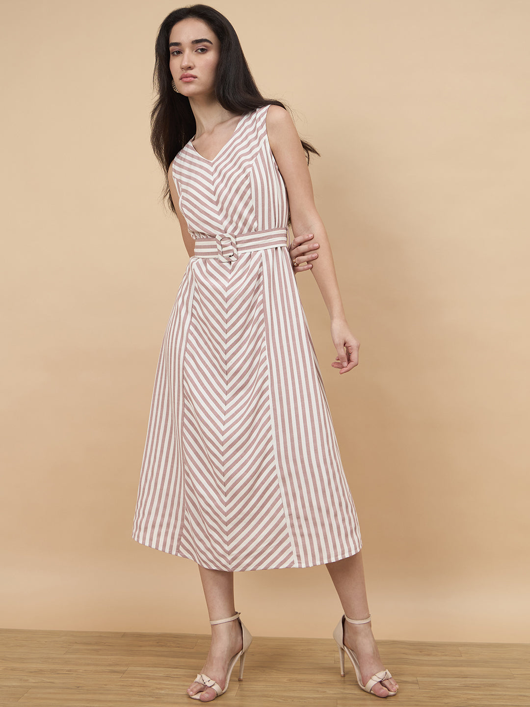 Mocca Stripe Rayon Dress