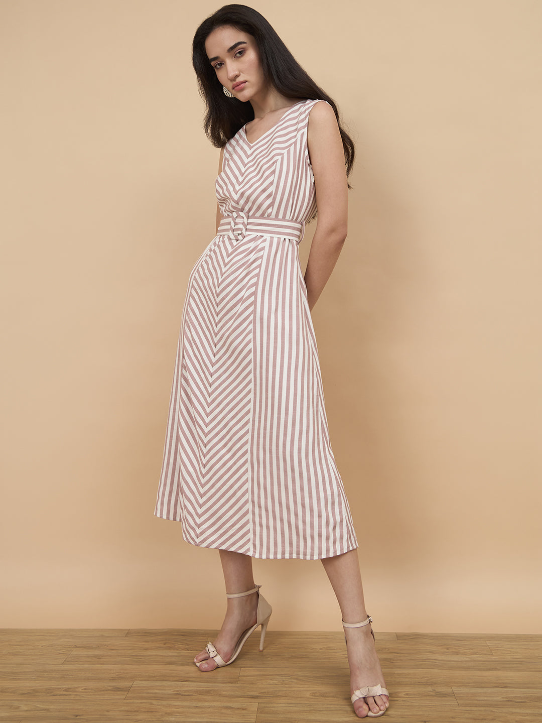 Mocca Stripe Rayon Dress